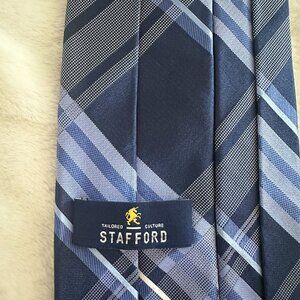 Stafford Blue Plaid 100% Silk Tie Classic Business Necktie Tailored Culture